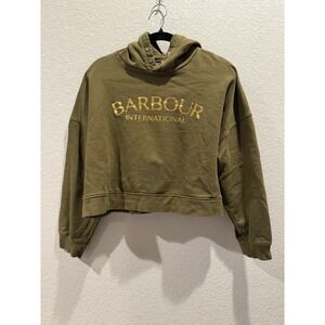 B.Intl Milla Logo Cropped Hooded Sweatshirt in Green Size 12